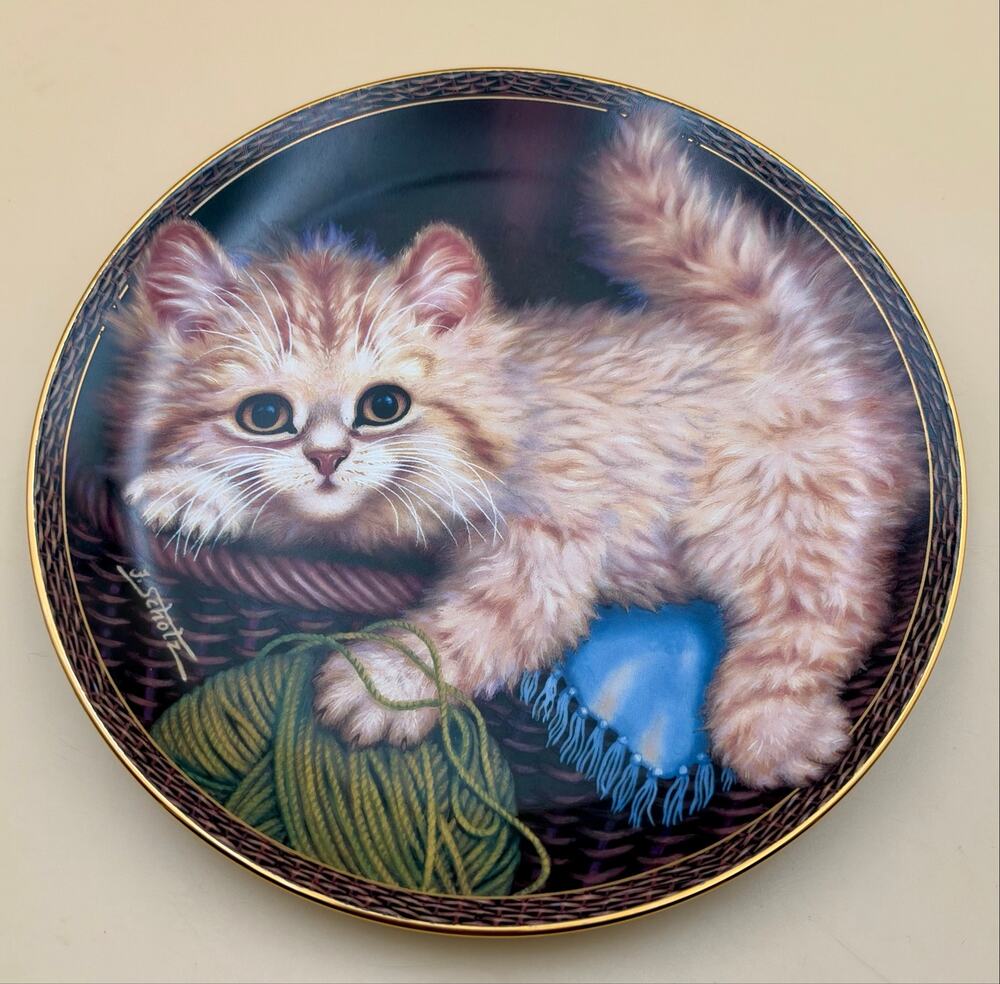 Bradford Exchange Purr-fect Predicaments Cat Plates Jurgen Scholz Set of 3